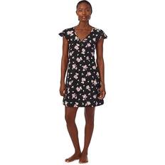 Fabric Nightgowns Lauren Ralph Lauren Women's Flutter-Sleeve Nightgown Black Ground Floral