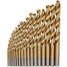 Power Tool Accessories Keshen 19Pcs HSS Titanium Coated Twist Drill Bit Set Straight Shank Twist Drill for Metal Wood Drilling