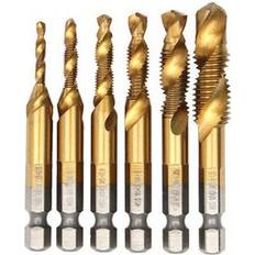 Power Tool Accessories Keshen 6Pcs M3-M10 Tap Drill Bit Set HSS Titanium Coated 1/4 Inch Hex Shank Tap Drill Bits
