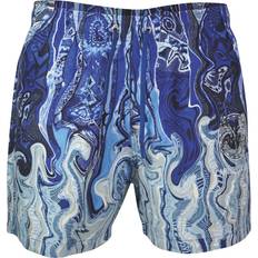 Kunstnerisk Strik Print Badeshorts - Blå
