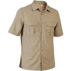 Synthetic Shirts SOLOGNAC Lightweight Short-sleeved Shirt Green Khaki
