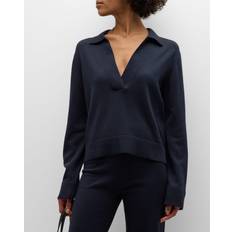 Cashmere Polo Shirts SIMKHAI Long Sleeve Polo Sweater in Navy. S