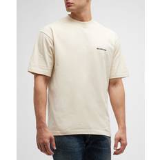Balenciaga Men T-shirts Balenciaga Logo T-Shirt Medium Fit - Beige