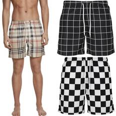 Urban Classics Herren Badehose Check Swim Shorts, Schwarz Black/White