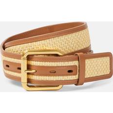 Zimmermann Accessoarer Zimmermann 30mm raffia and leather belt beige