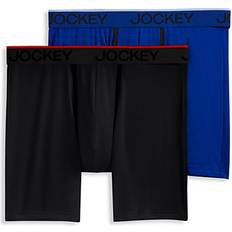 3XL Men's Underwear Jockey Big & Tall 2-pk Chafe-Proof Micro Boxer Briefs Black/Bluejay black/bluejay