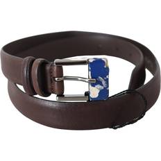 Brown Genuine Leather Silver Buckle Belt