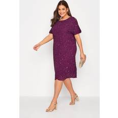 Midi Dresses - Sequins Yours Embellished Shift Dress Plum