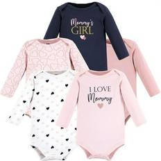 Blue - Girls Bodysuits Hudson Baby Infant Girl Cotton Long-Sleeve Bodysuits Girl Mommy Pink Navy 5-Pack Newborn