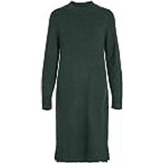 Vila M Kleider Vila Damen Crew Neck L/S Midi Dress Noos Kleid, Pineneedle