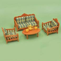 47pcs Mini Sofa Toys Childrens Play House Educational Ornaments Simulation Teapot Tea Cup Sofa Set Toys Dollhouse Living Room Play