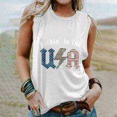 Tank Tops Simplmasygenix Simplmasygenix Tank Tops For Women Plus Clearance Summer Women American Flag Tank Tops USA Flag Stars Stripes Printed Sleeveless T-Shirt Tee Tops