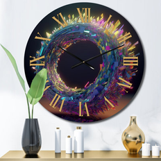 Clocks Design Art "Neon Spirited Eternity" Abstract Spirals Oversized Wall Clock