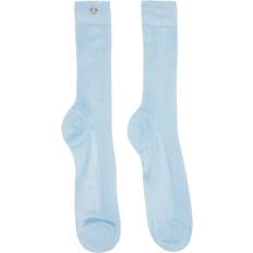 Versace Socks Versace Blue Ribbed Knit Socks 1UH90-Pale Blue