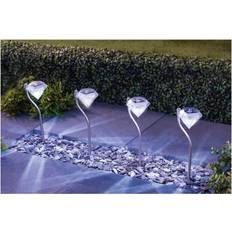 GardenWize Set of 4 Solar Powered Diamond Effect Lights No Cables