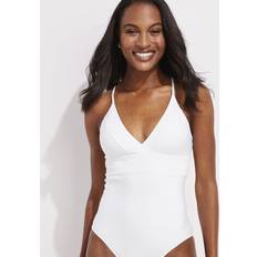 XXL Trajes de baño Vineyard Vines Women's Seersucker Sconset One-Piece Swimsuit White White