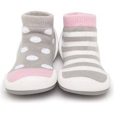 Pink Roller Shoes Children's Shoes Komuello Komuello's Baby Girl First Walk Sock Shoes Dots & Stripes Pink Pink