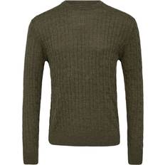 Garant Mens merino o-neck modern fit Mørkgrøn