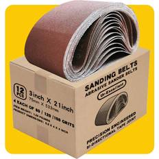 75mm x 533mm 75mmx533mm Sanding Belt Assorted Pack 12 Pcs4 Each of 80 120 150 Grits Aluminum Oxide for Sander