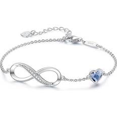 Tianci Heart Symbol Charm Link Bracelet for Women 925 Sterling Silver Stainless Steel Adjustable Anniversary Jewelry Birthday Gifts