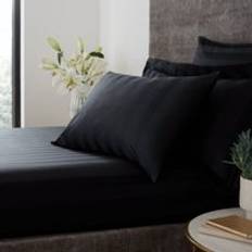 Cotton Bed Sheets Dunelm Hotel Cotton 230 Thread Count Stripe Bed Sheet Black