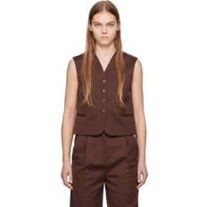 Linen Vests LouLou Studio Brown Iba Vest Midnight Bordeaux