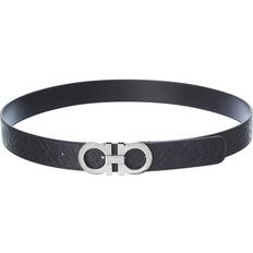 Men Reversible Adjustable Gancini Belt - Black