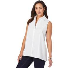 Jessica London Clothing Jessica London Plus Women's Poplin Sleeveless Shirt in White Size W