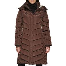 Fleece - Women Coats Kenneth Cole Women's Mixed Quilted Puffer Brown