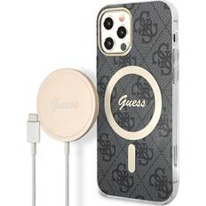 Guess iPhone 12/12 Pro Magsafe Skal 4G Print Trådlös Laddare Svart