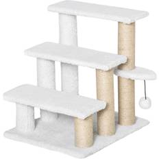 Haustiertreppe Kratzbaum Ball 3-stufige Katzentreppe Hundetreppe Tiertreppe Spanplatte Plüsch Jute