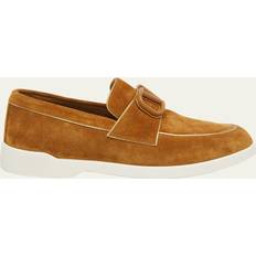 Dame - Messing Sko Valentino Garavani LEISURE FLOWS SPLIT LEATHER LOAFER Wo HAZELNUT/ANTIQUE BRASS