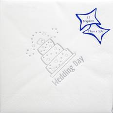 NPK Wedding Day Design Foil Printed Napkins (Pack Of 15) Blanc