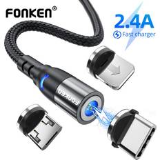 Fonken Magnetisches Typ-C-Kabel für Xiaomi Redmi Note 8 Pro USB-Schnellladekabel für Samsung Micro-USB-Kabel für iPhone