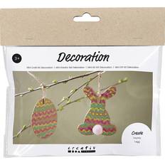 Bruin Doe-het-zelf Creativ Company Mini Craft Kit Decoration, Egg and Rabbit, brown, green, pink, yellow, 1 pack