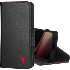 Torro Galaxy S24 Leather Case with Stand Function Black with Red Detail