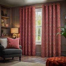 Brown Curtains Paoletti Gatsby Terracotta Jacquard Eyelet