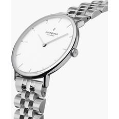 Nordgreen Unisex Wrist Watches Nordgreen Slim Dress Silver Case White 5 Linked Metal