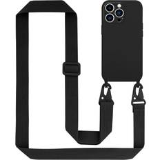 Cadorabo LIQUID BLACK Mobile Phone Chain for Apple iPhone 14 PRO TPU Silicone Case Cover Necklace Lanyard Black