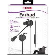 Maxell Earbuds Detachable Boom Mic Black