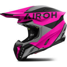 Pink Motorcycle Helmets Airoh Twist 3 King Motocross Helmet - Black/Grey/Pink