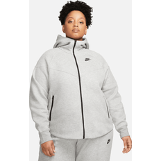 Nike Sportswear Tech Fleece Windrunner–hættetrøje med lynlås fuld længde til kvinder plus grå 3X