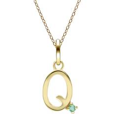 Green Necklaces Gemondo Initial Emerald Letter Necklace In 9ct Yellow Gold