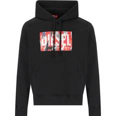 Diesel Hoodie con stampa peel-off Felpe Uomo Nero Nero