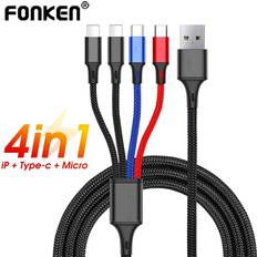 Fonken 4-in-1-USB-Typ-C-iPhone-Kabel für Telefon, 3-in-1-Ladekabel, Micro-USB-Kabel für iPhone-Tablet