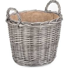 Red Baskets RED HAMPER Medium Round Lined Log Basket