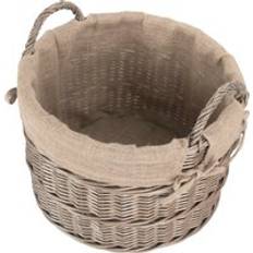 Round Baskets RED HAMPER Round Hessian Lined Wicker Log Basket