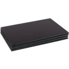 Black Place Mats Harbour Housewares 40x30cm Glass 6 Place Mat Black