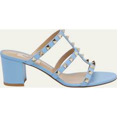 Valentino Garavani Heeled Sandals Valentino Garavani ROCKSTUD CALFSKIN LEATHER SLIDE SANDAL MM Wo AZURE