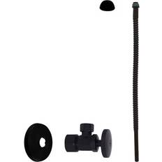 Plumbing Westbrass Westbrass 5/8 in. x 3/8 in. OD x 15 in. Corrugated Riser Supply Line Kit with 1/4-Turn Round Handle Angle Valve, Matte Black